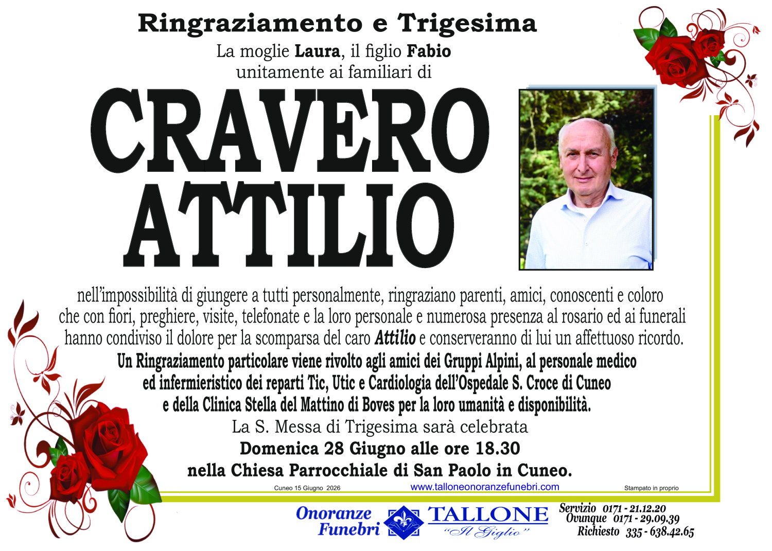 <br />
<b>Warning</b>:  Undefined variable $info in <b>/home/tallone/public_html/ringraziamenti.php</b> on line <b>68</b><br />
Attilio Cravero